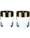 Viski Irving Set Of 2 Bronze Rim Tumbler Set