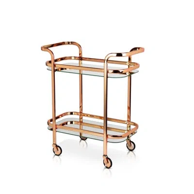 Viski Kitchen And Bar Cart With Wheels And Mirror Shelves, Kitchen And Bartending Accessories Holder, Stai In Gold