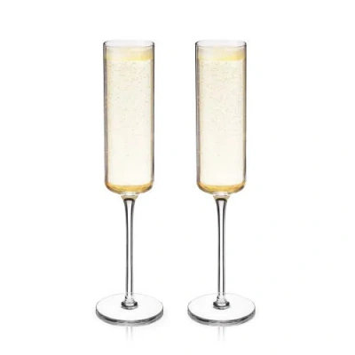 Viski Laurel Crystal Champagne Flutes Set Of 2 In Clear