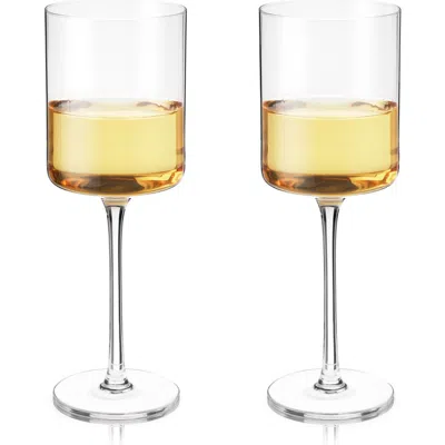 Viski Laurel Crystal White Wine Glasses Set Of 2 In Clear