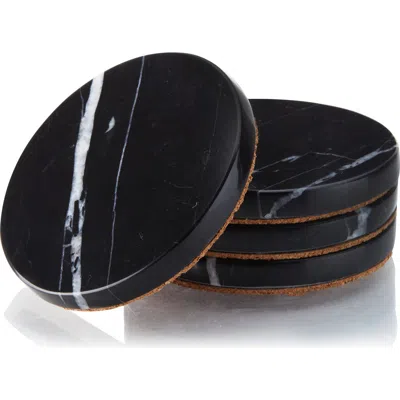 Viski Marble Coaster Set In Black