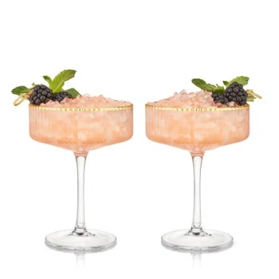 Viski Meridian Crystal Coupe Glasses Set Of 2 In Clear