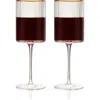 Viski Meridian Crystal Gold Rimmed Wine Glasses Set Of 2 In Clear