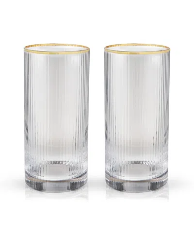 Viski Meridian Crystal Highball Glasses, Set Of 2 In Transparent