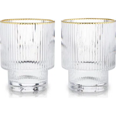 Viski Meridian Crystal Tumblers Set Of 2 In Transparent