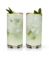Viski Meridian Crystal Highball Glasses Set Of 2 In Clear