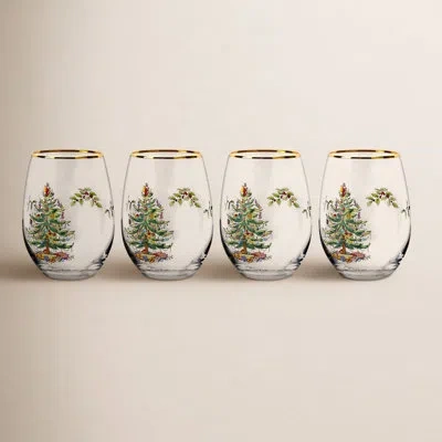 Viski Meridian Lowball Glasses, Premium Crystal Clear Vintage Drinking Tumblers For Whiskey, Scotch