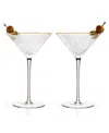 Viski Meridian Crystal Martini Glasses Set Of 2 In Clear