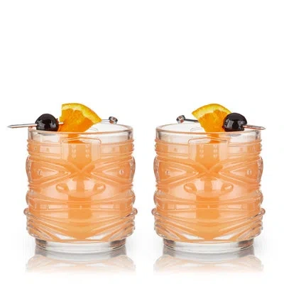 Viski Pacific Crystal Tiki Dof Tumblers In Clear