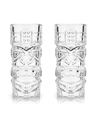 Viski Pacific Crystal Tiki Glasses, Set Of 2 In Transparent