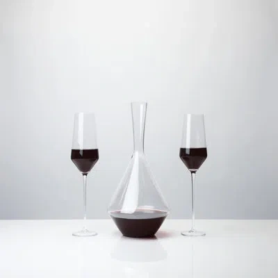 Viski Raye Angled Crystal Bordeaux Decanter And Wine Glass Set In Clear