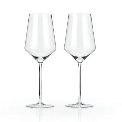 Viski Raye Angled Crystal Bordeaux Glasses In Clear