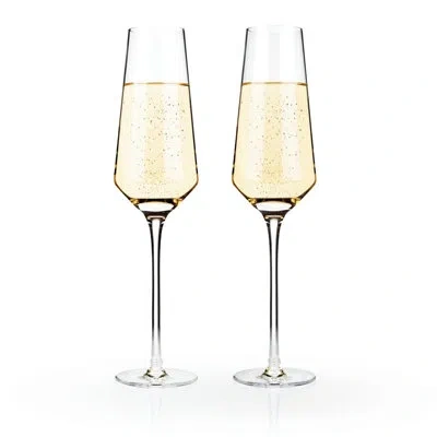 Viski Raye Angled Crystal Champagne Flutes In Clear