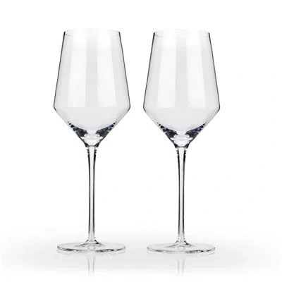 Viski Raye Angled Crystal Chardonnay Glasses In Clear