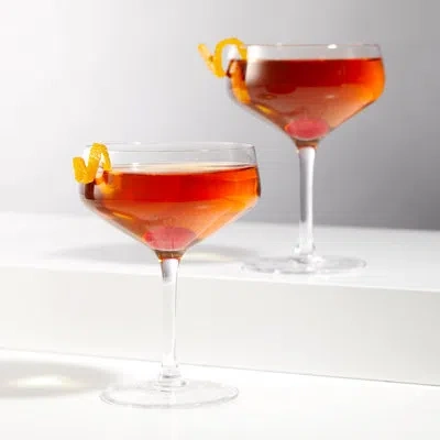 Viski Raye Angled Crystal Coupe Glasses In Clear