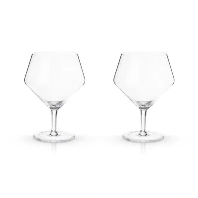 Viski Raye Angled Crystal Gin & Tonic Glasses In Clear