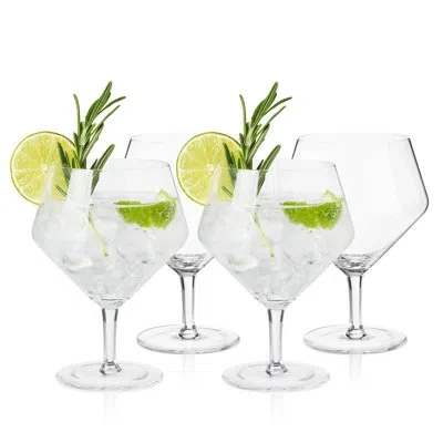 Viski Raye Angled Crystal Gin & Tonic Glasses In Clear