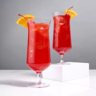 Viski Raye Angled Crystal Hurricane Glasses In Clear
