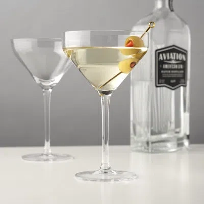 Viski Raye Angled Crystal Martini Glasses In Clear