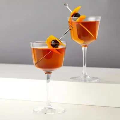 Viski Raye Angled Crystal Nick & Nora Glasses In Clear