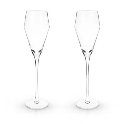 Viski Raye Angled Crystal Prosecco Glasses In Clear