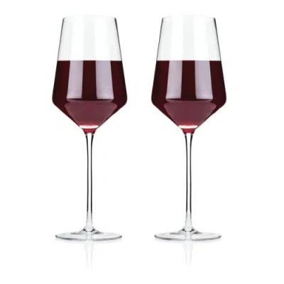 Viski Raye Crystal Angled Bordeaux Glasses Set Of 2 In Clear
