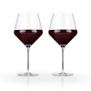 Viski Raye Crystal Angled Burgundy Glasses Set Of 2 In Clear