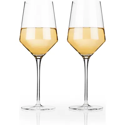 VISKI VISKI RAYE CRYSTAL ANGLED CHARDONNAY GLASSES SET OF 2