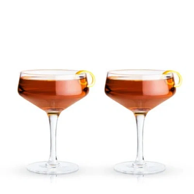 Viski Raye Crystal Angled Coupe Glasses Set Of 2 In Clear