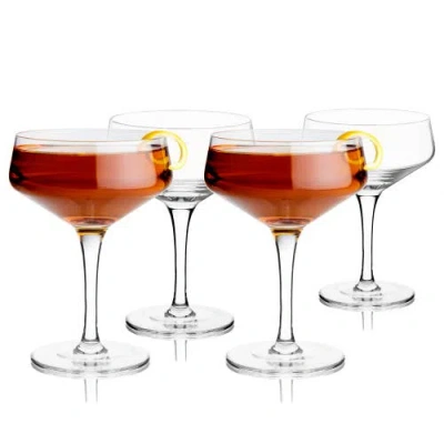 Viski Raye Crystal Angled Coupe Glasses Set Of 4 In Clear