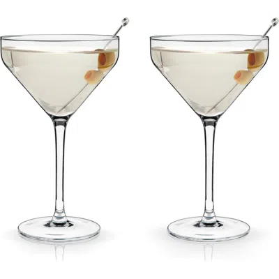 Viski Raye Crystal Angled Martini Glasses Set Of 2 In Clear