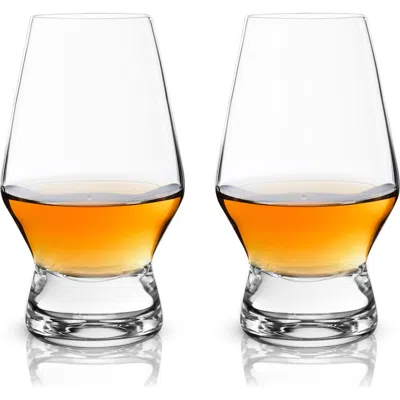 Viski Raye Crystal Footed Scotch Glasses Set Of 2