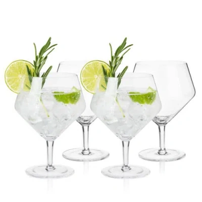 Viski Raye Crystal Gin & Tonic Glasses Set Of 4 In Clear