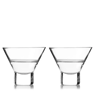Viski Raye Crystal Heavy Base Martini Glasses Set Of 2 In Clear