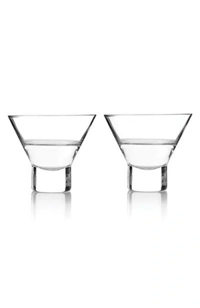 Viski Raye Crystal Heavy Base Martini Glasses Set Of 2 In Transparent