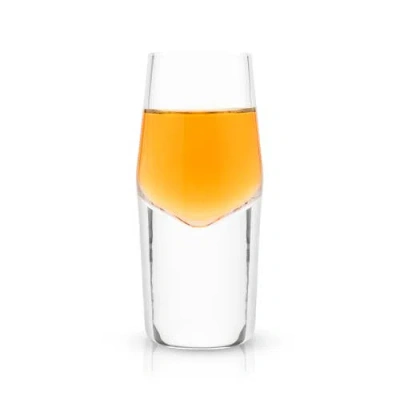 Viski Raye Set Of 2 Heavyweight Crystal Shot Glasses In Brown