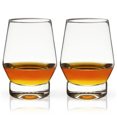 Viski Raye Crystal Heavy Base Whiskey Glasses Set Of 2 In Clear