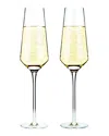 Viski Raye Crystal Set Of 2 Champagne Flutes