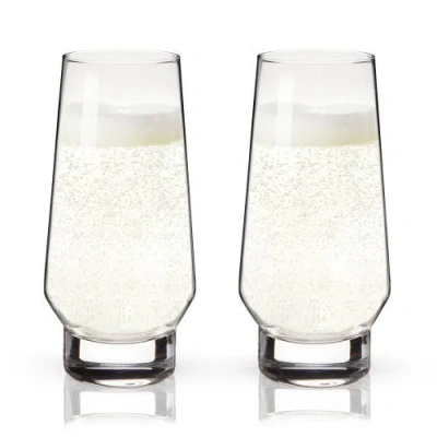 VISKI VISKI RAYE CRYSTAL WEIGHTED STEMLESS CHAMPAGNE FLUTES SET OF 2