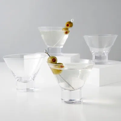 Viski Raye Heavy Base Crystal Stemless Martini Glasses In Clear