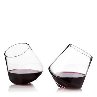 Viski Raye Rolling Crystal Wine Glasses In Clear