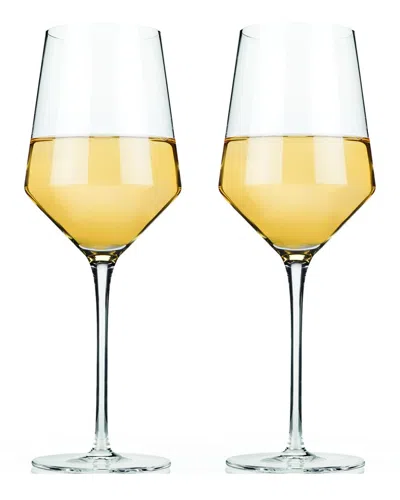 Viski Raye Set Of 2 Crystal Chardonnay Glasses