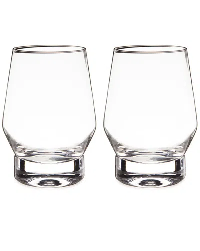Viski Raye Weighted Crystal Whiskey Glasses In Transparent