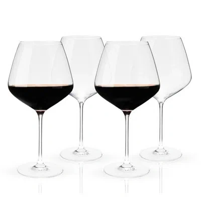 Viski Reserve Inez Crystal Burgundy Glasses In Clear