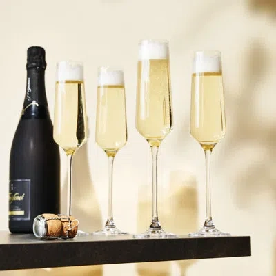 Viski Reserve Inez Crystal Champagne Flutes In Clear