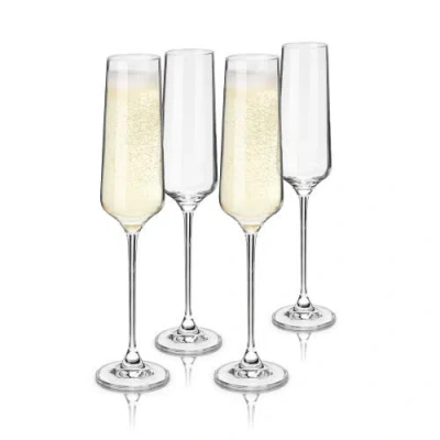 Viski Reserve Inez Crystal Champagne Flutes Set Of 4 In Clear