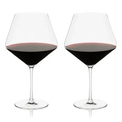 Viski Reserve Liminal Burgundy Wine Glasses, Set Of 2 In Clear