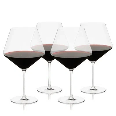 Viski Reserve Liminal Burgundy Wine Glasses, Set Of 4 In Clear