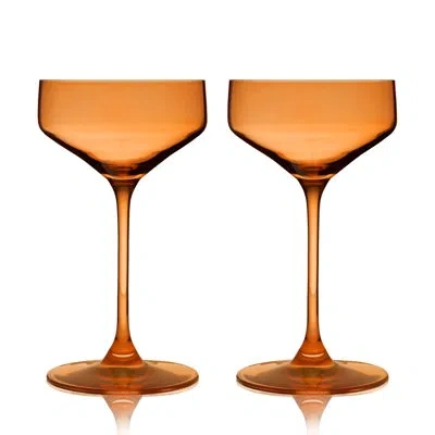 Viski Reserve Nouveau Crystal Coupe Glasses In Orange
