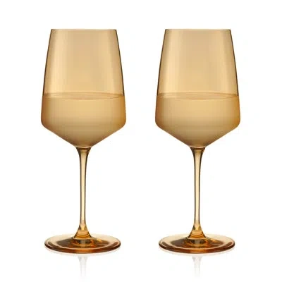 Viski Reserve Nouveau Crystal Wine Glasses In Violet, Set Of 2 In Orange